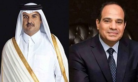 السيسي يستقبل أمير قطر بمطار شرم الشيخ