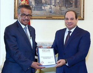 مدير «الصحة العالمية» يلتقى السيسي: مصر مثالا يحتذى به في الإرادة السياسية للعناية بصحة المواطنين