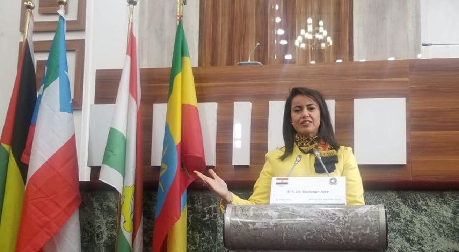 عازر تلقي كلمة بالبرلمان الدولي للتسامح والسلام في أثيوبيا
