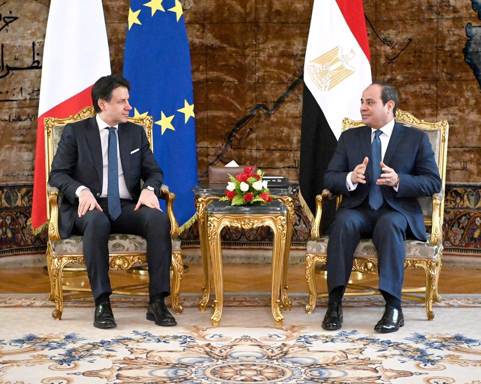 السيسي ورئيس وزراء إيطاليا يتفقان في جهود استعادة استقرار ليبيا ودعم مؤسساتها الوطنية