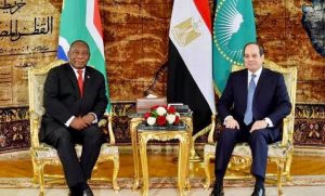 السيسي يبحث مع رئيس جنوب أفريقيا القضية الليبية وملف «سد النهضة»