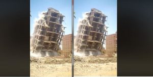 «أقوى إزالات اليوم».. لحظة انهيار برج مخالف من 10 أدوار في الجيزة (فيديو)