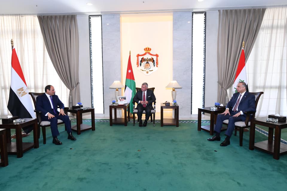 الرئاسة تعلن نتائج القمة الثلاثية بين السيسي وملك الأردن ورئيس الوزراء العراقي
