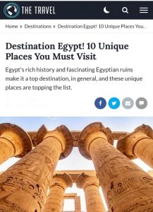 موقع «The Travel» يبرز 10 أماكن فريدة في مصر يجب زيارتها